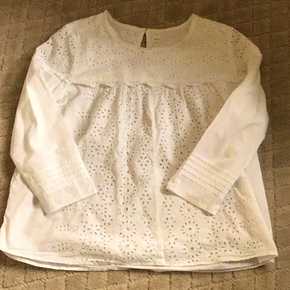 GAP White Eyelet Blouse with Romantic Detailing